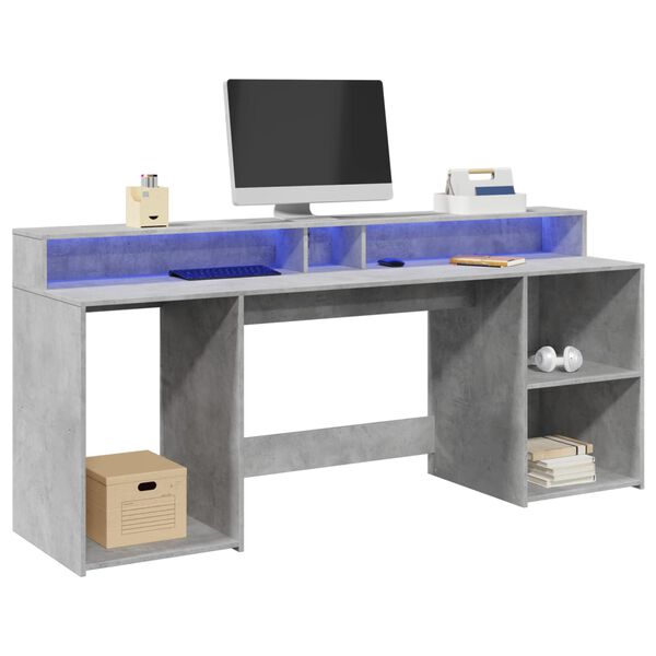 vidaXL Desk Concrete Grey Engineered Wood Large Desk Rectangular