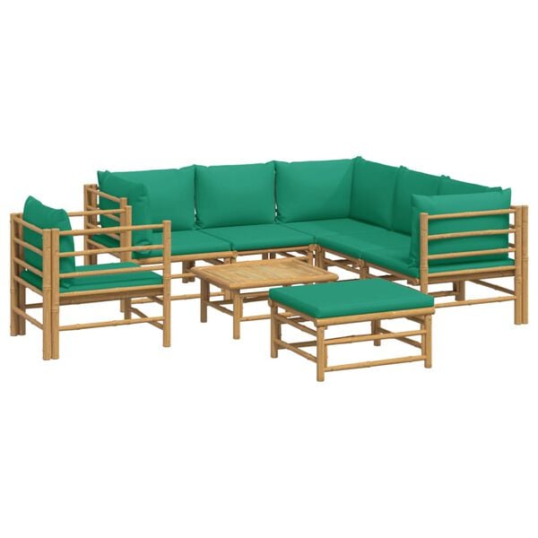 vidaXL Garden Lounge Set Natural Bamboo Modular Garden Lounge Set
