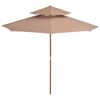 vidaXL Parasol Taupe Polyester, Laminated bamboo, Hardwood Large