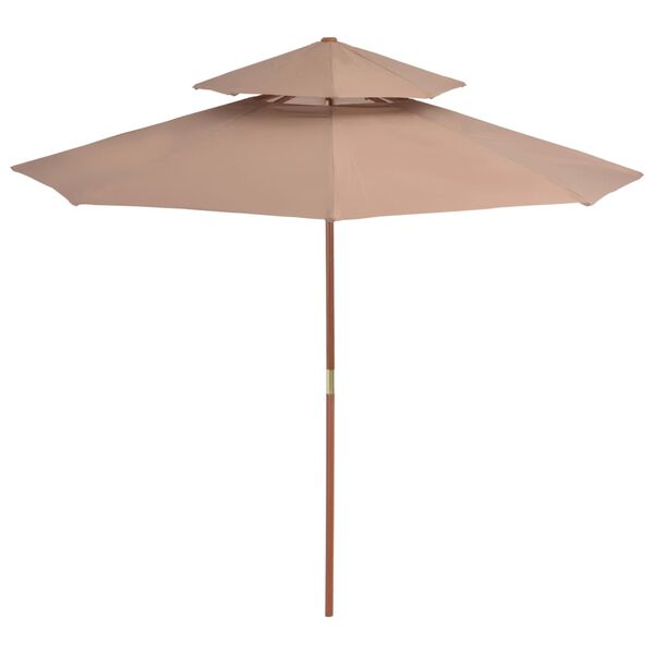 vidaXL Parasol Taupe Polyester, Laminated bamboo, Hardwood Large