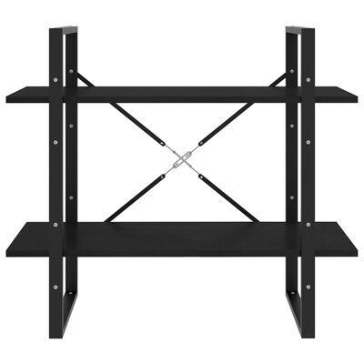 vidaXL 2-Tier Book Cabinet Black 31.5"x11.8"x27.6" Solid Pine Wood