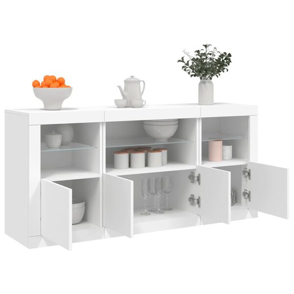 vidaXL Sideboard White Engineered wood, glass Medium Sideboard