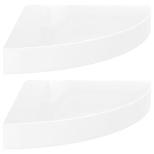 vidaXL Corner Shelf Set of 2 High gloss white Honeycomb MDF, metal