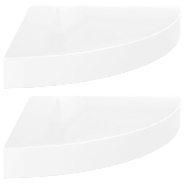 vidaXL Corner Shelf Set of 2 High gloss white Honeycomb MDF, metal