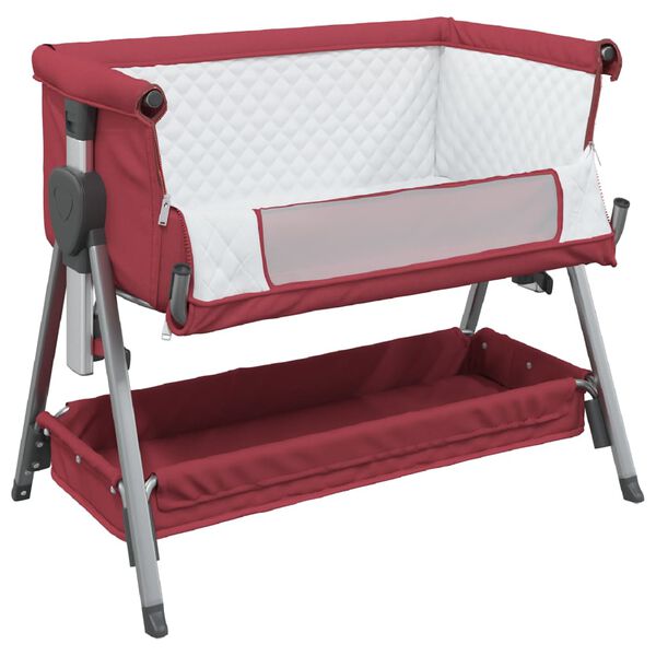 vidaXL Baby Bed With Mattress Red Linen fabric, mesh, iron Compact