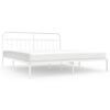 vidaXL Bed Frame White Powder-Coated Steel 76 in x 80 in Industrial