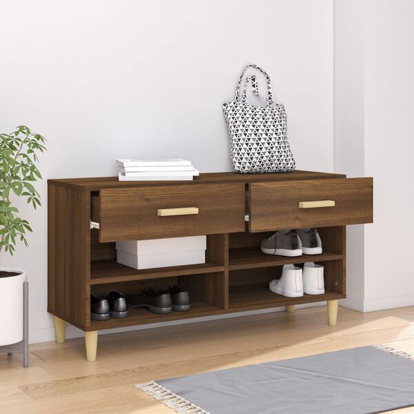 vidaXL Shoe Cabinet Brown Oak Engineered Wood Medium Shoe Cabinet