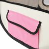 vidaXL Dog Playpen Pink and Cream Polyester and Steel Medium Foldable