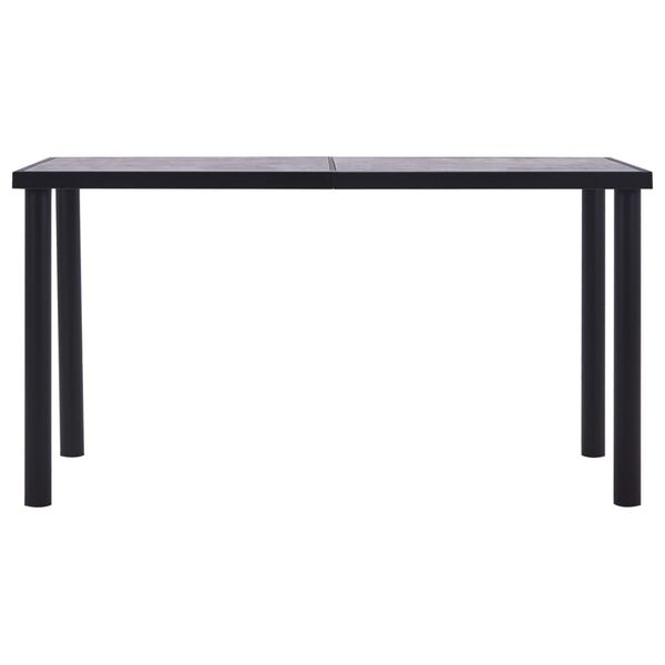 vidaXL Dining Table Black and Concrete Grey MDF, Metal 55.1 x 27.6 in
