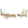 vidaXL Garden Lounge Set Cream White, Bamboo Bamboo, Fabric (100% polyester)