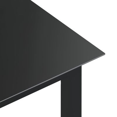 vidaXL Patio Table Black 74.8"x35.4"x29.1" Aluminum and Glass