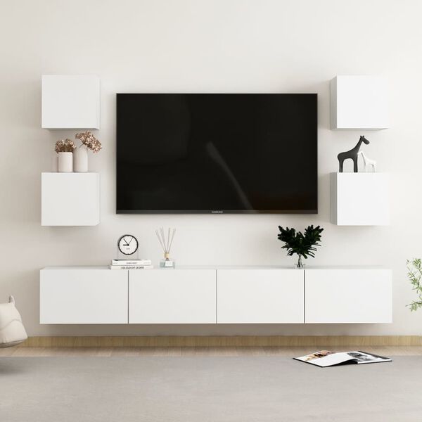 vidaXL TV Cabinet White Engineered wood Medium TV Cabinet Rectangular