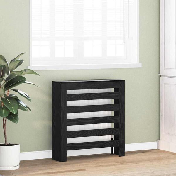 vidaXL Radiator Cover Black Oak 30.71 x 7.87 x 32.28 in