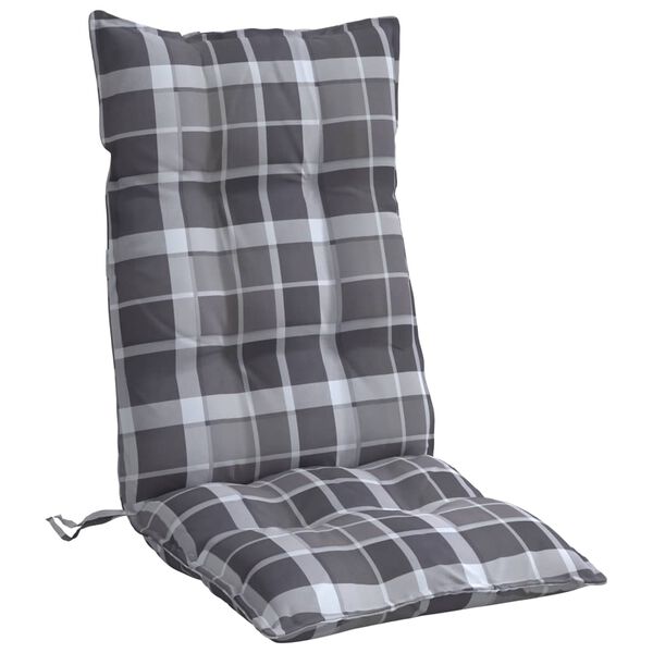 vidaXL Highback Chair Cushion Set of 2 Grey Check Pattern
