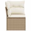 vidaXL Garden Sofa Beige Poly Rattan, Powder-Coated Steel, Polyester