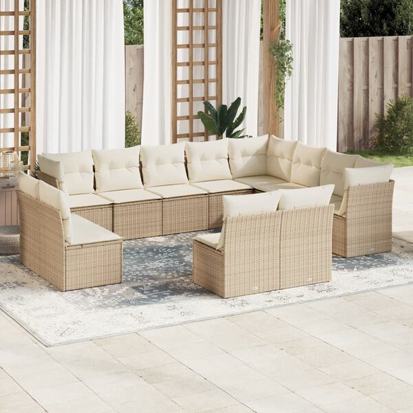 vidaXL Garden Sofa Set Beige, Cream White
