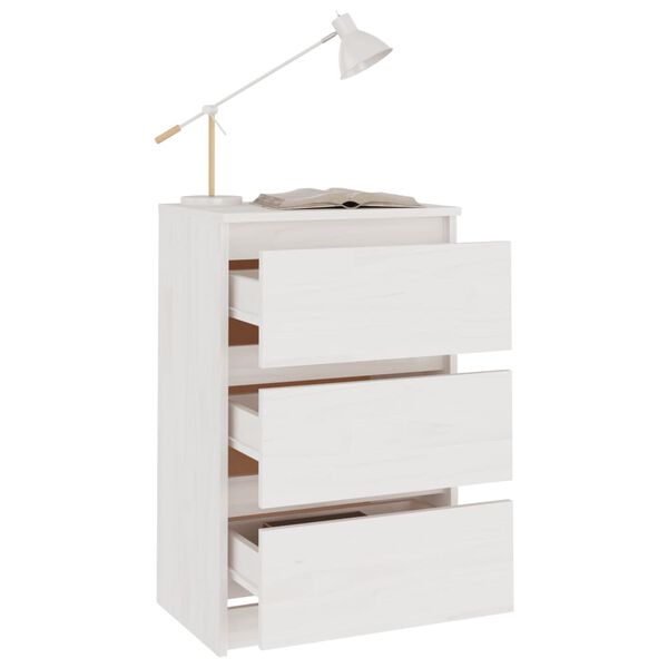 vidaXL Bedside Cabinet Set of 2 White Solid Pine Wood Medium Storage