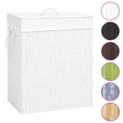 vidaXL Bamboo Laundry Basket with 2 Sections White 26.4 gal