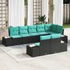 vidaXL Garden Sofa Set 8 pcs Black and turquoise Poly Rattan