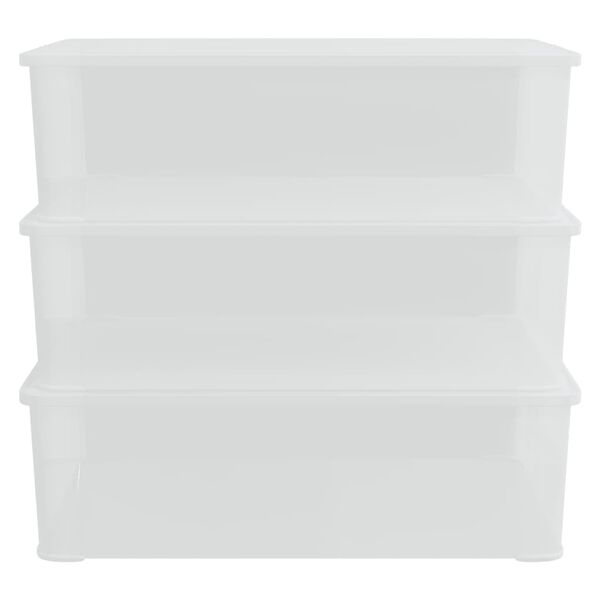 vidaXL Plastic Storage Box Set of 3 Transparent Polypropylene 6.6 Gal