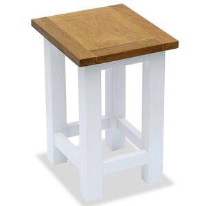 vidaXL End Table White and Brown Solid oak wood Small Durable