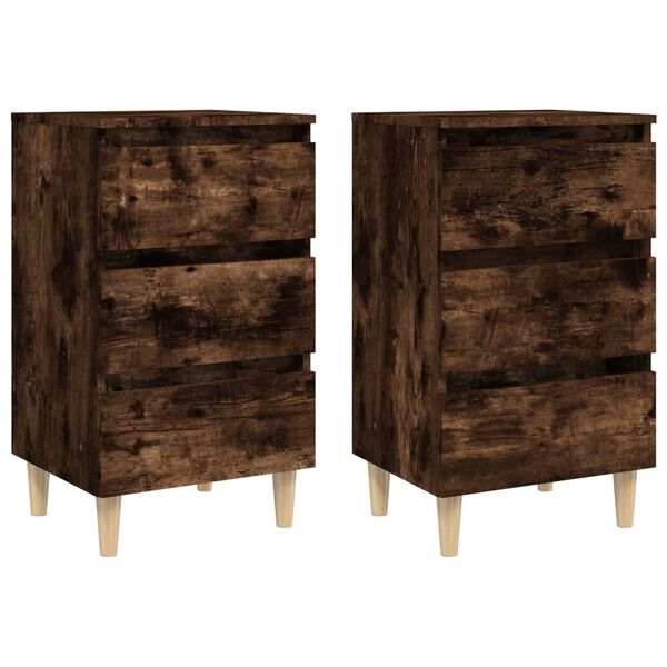 vidaXL Bed Cabinet Set of 2 Smoked oak