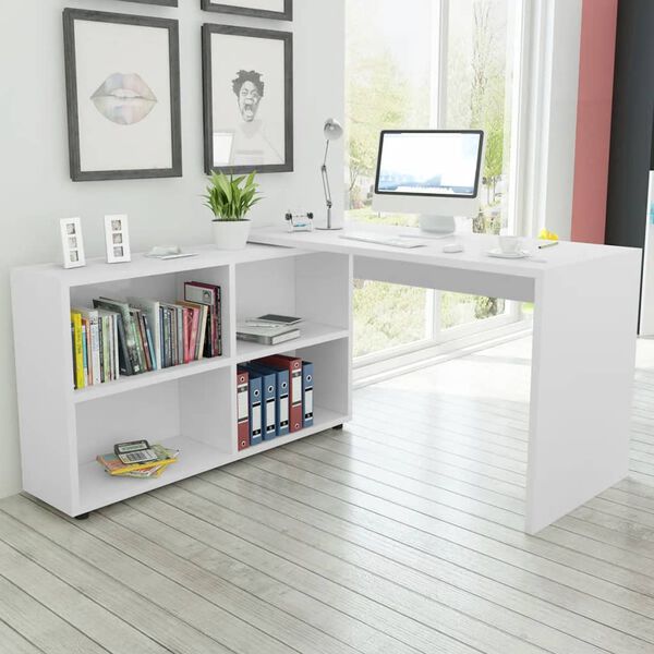 vidaXL Office Desk White Engineered Wood Standard