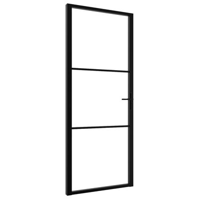 vidaXL Interior Door ESG Glass and Aluminum 32.7"x79.3" Black