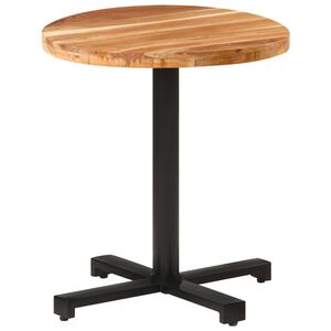 vidaXL Bistro Table Natural wood, Black Solid Acacia Wood, Iron Medium