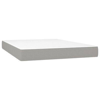 vidaXL Box Spring Bed with Mattress&LED Light Gray Queen Fabric