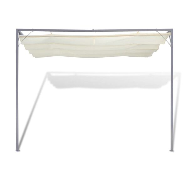vidaXL Garden Gazebo Cream Powder-coated steel Large Retractable