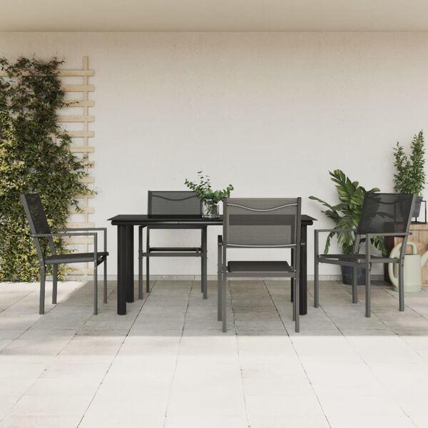 vidaXL Garden Dining Set Black