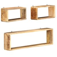 vidaXL 3 Piece Wall Cube Shelf Set Solid Mango Wood