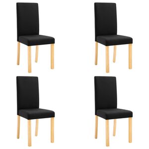 vidaXL Dining Chair Set of 4 Black Fabric and Rubber Wood Standard