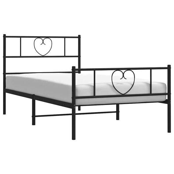 vidaXL Bed Frame Black Powder-Coated Steel Twin Bed Frame Rectangular