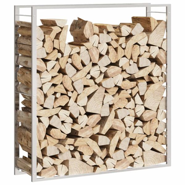 vidaXL Firewood Rack 43.3"x11"x45.7" Stainless Steel