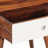 vidaXL Side Table Brown and White Solid Acacia Wood Small Side Table