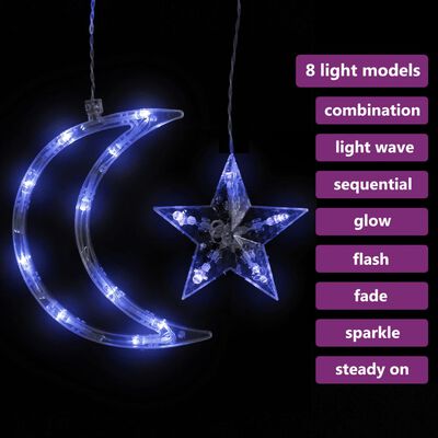 vidaXL Star and Moon Fairy Lights Remote Control 138 LED Blue