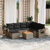 vidaXL Garden Sofa Set Grey PE Rattan Adjustable Feet Garden Sofa Set