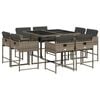 vidaXL 9 Piece Patio Dining Set with Cushions Gray Poly Rattan