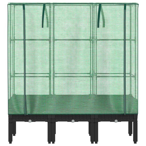 vidaXL Raised Bed Black, Green Polypropylene, Polyethylene, Iron Large