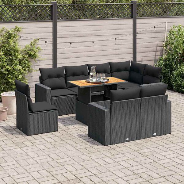 vidaXL Garden Sofa Set Black