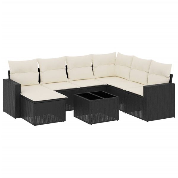 vidaXL Garden Sofa Set Black, Cream White