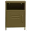 vidaXL Nightstand Olive Green Steel Medium Adjustable Feet Nightstand