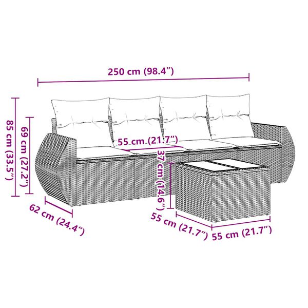 vidaXL Garden Sofa Set Black, Cream White