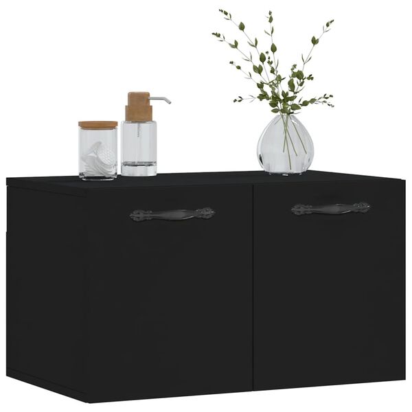 vidaXL Wall Cabinet Black Engineered wood Medium Wall Cabinet
