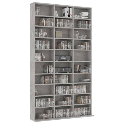 vidaXL CD Cabinet Concrete Gray 40.2"x6.3"x69.9" Engineered Wood