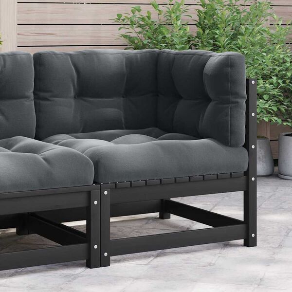 vidaXL Wooden Corner Sofa Black, Anthracite