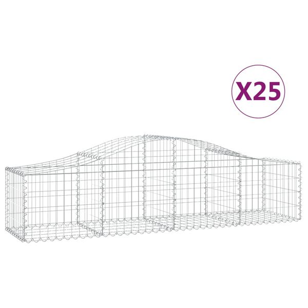 vidaXL Gabion Basket Set of 25 Silver Galvanized iron Large Sturdy