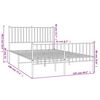 vidaXL Bed Frame White Powder-Coated Steel Small Double Bed Frame